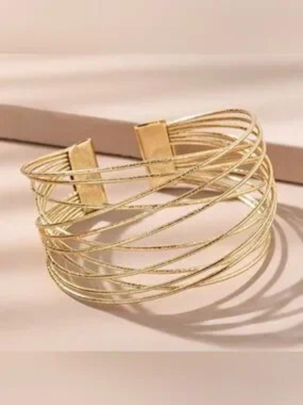 Gold Multi-Layer Open Cuff Bracelet